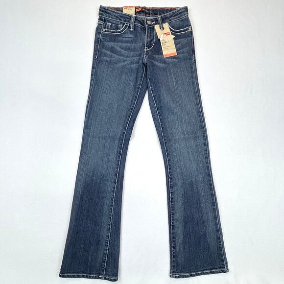 Levi's Boot Cut Jeans Adj Waist Stretch Blue Wonder Girls Sz 12 SLIM 24x27 NEW - Picture 1 of 14